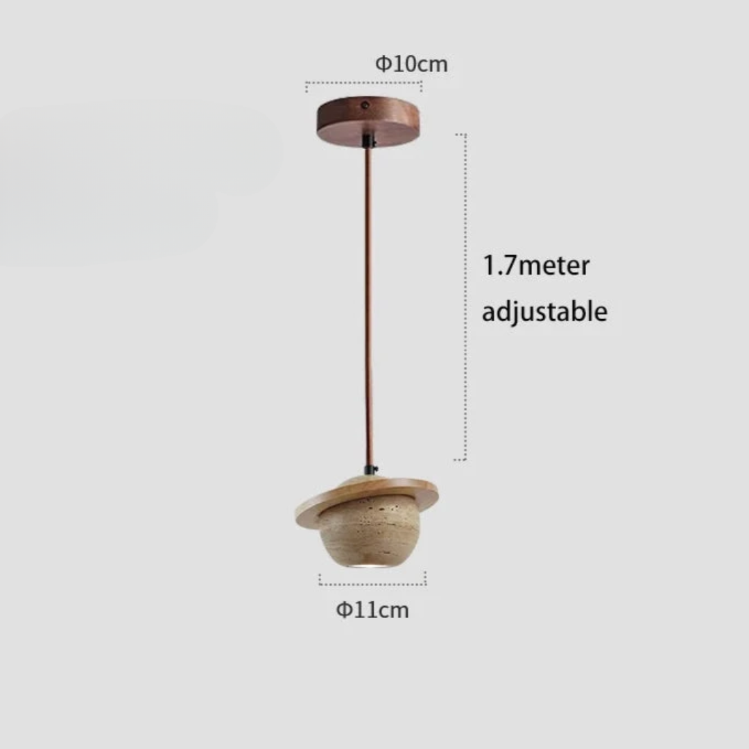 Ronde Travertijn Hanglamp – Natuurlijke Elegantie met LED