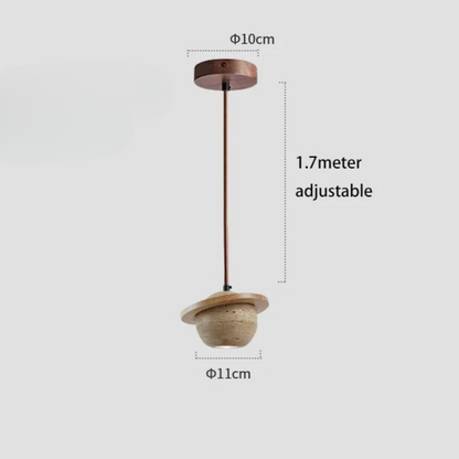 Ronde Travertijn Hanglamp – Natuurlijke Elegantie met LED