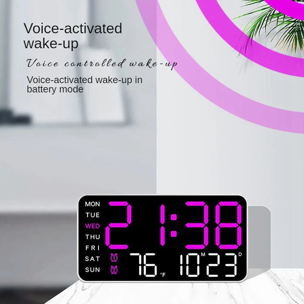 Productiviteits LED Wekker - Kalender & Stem Geactiveerd - Slimme Organisatie-Wall Clocks-De Bazelaar