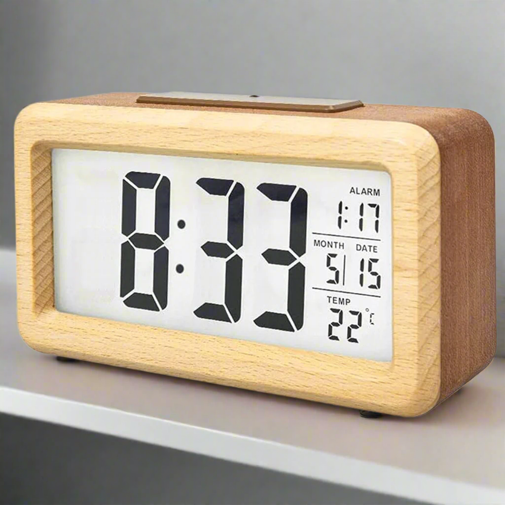 Digitale Alarmklok - Houten Ontwerp - Multifunctionele Display-Wall Clocks-De Bazelaar