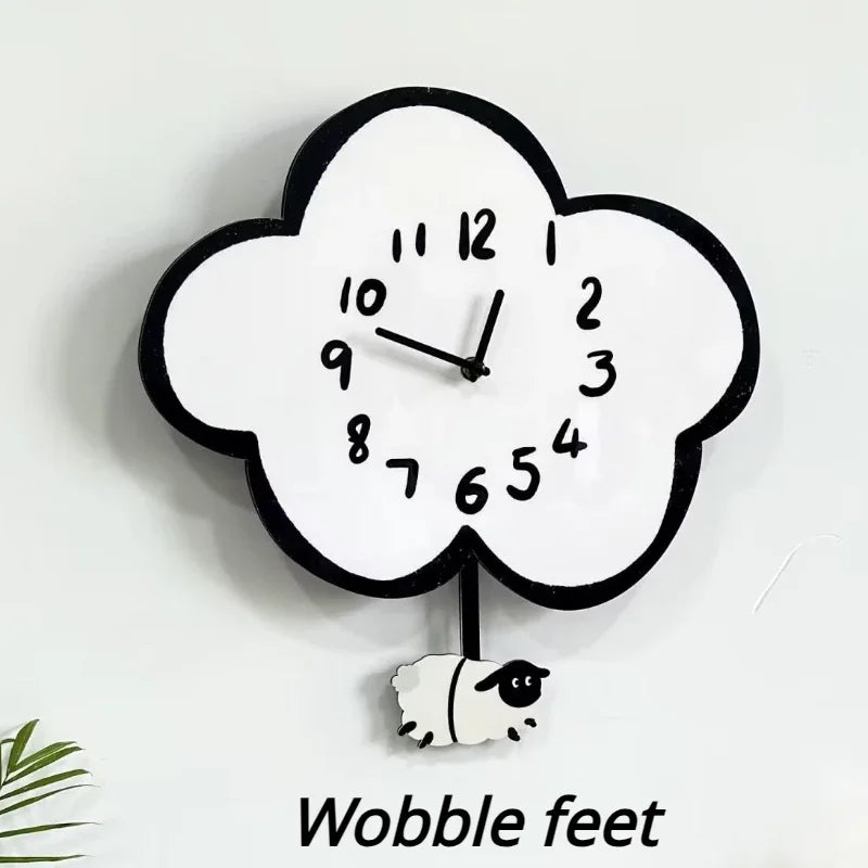 Wiebelende Wolk - Cartoon Wandklok - Uniek Decoratief Design-Wall Clocks-De Bazelaar