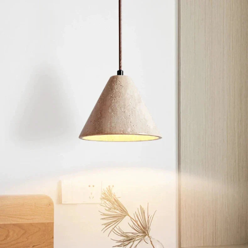 Moderne Travertin Hanglamp LED – Elegante Gele Kalksteen Designlamp-light decor-De Bazelaar