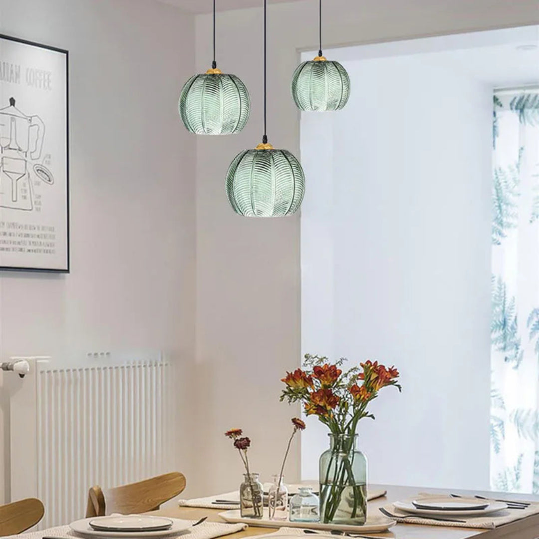 Moderne Noordse Hanglamp met Groen Bladmotief