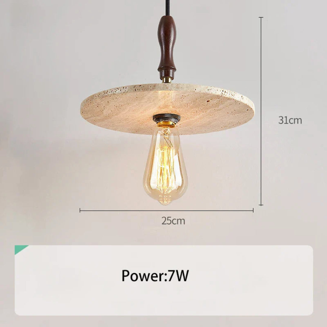 Middeleeuwse Hangende Kandelaar van Travertin en Hout