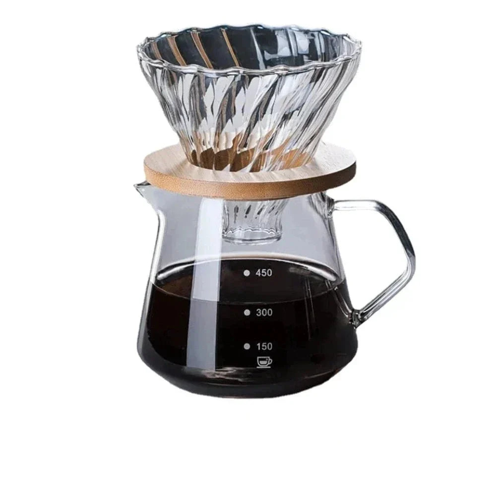 Pour Over Koffieset - Houten Houder & Deelpot - Perfecte Smaak-Coffee & Tea-De Bazelaar