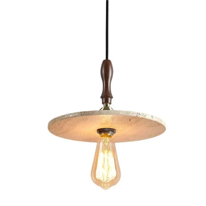 Middeleeuwse Hangende Kandelaar van Travertin en Hout