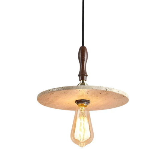 Middeleeuwse Hangende Kandelaar van Travertin en Hout