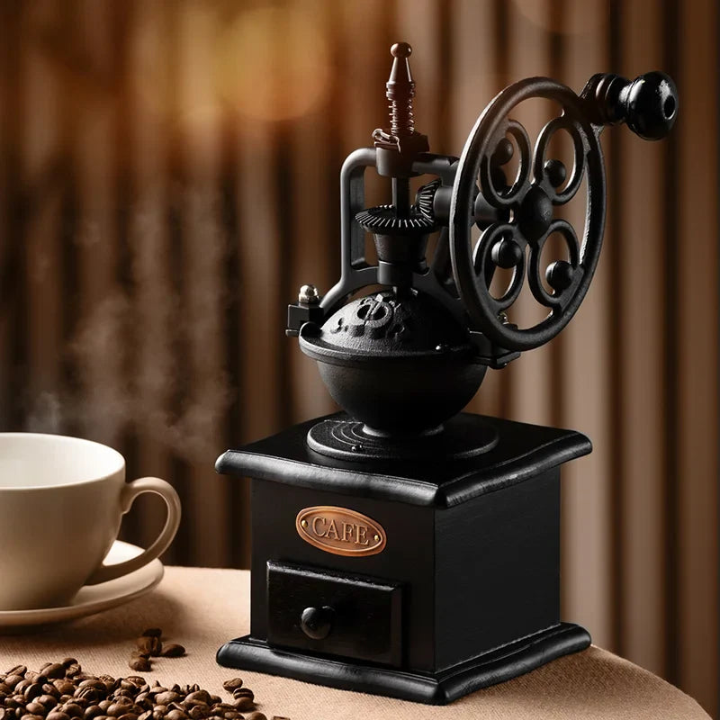 Vintage Metaal Koffiemolen - Handmatig - Keramische Kern - Unieke Smaak-Coffee & Tea-De Bazelaar