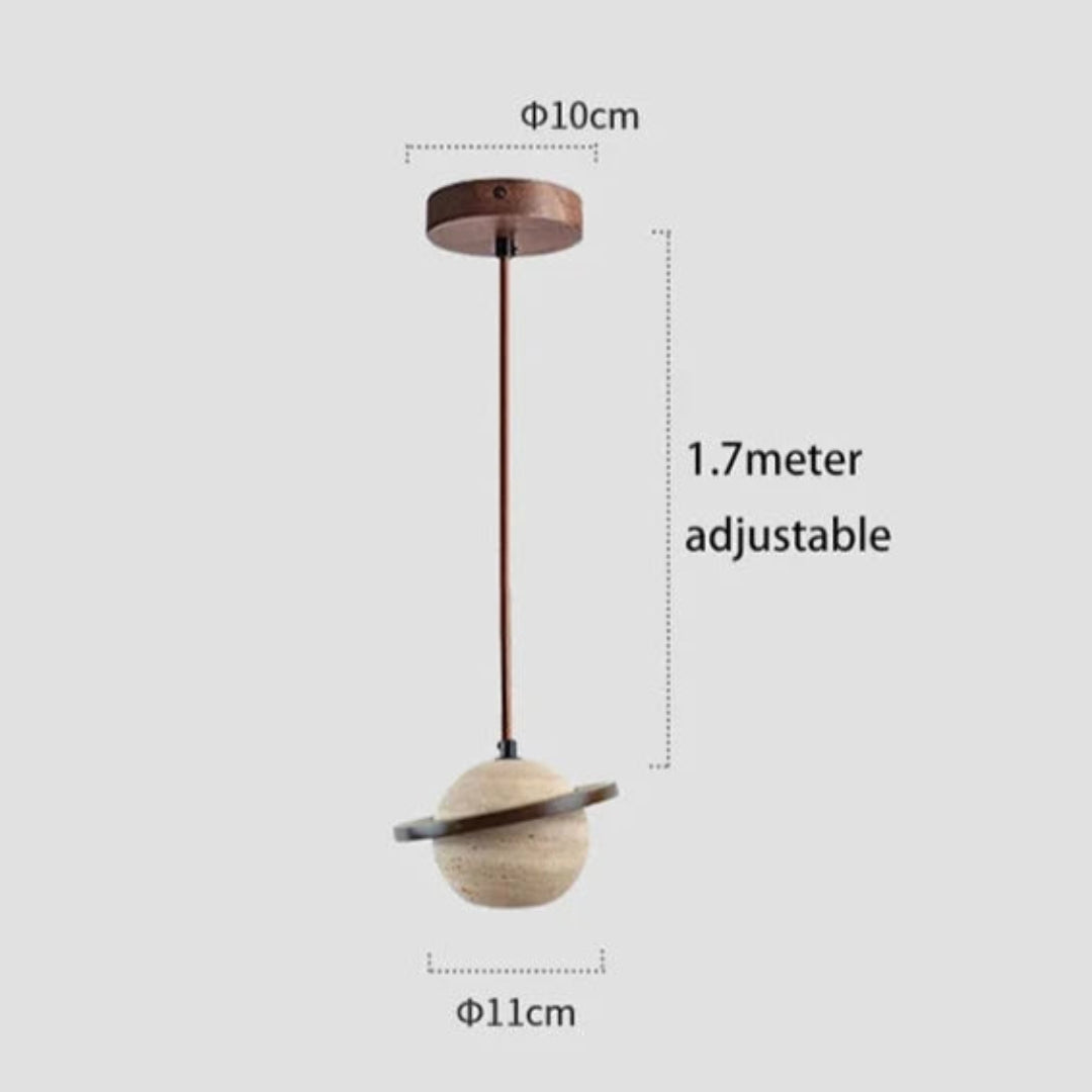 Ronde Travertijn Hanglamp – Natuurlijke Elegantie met LED