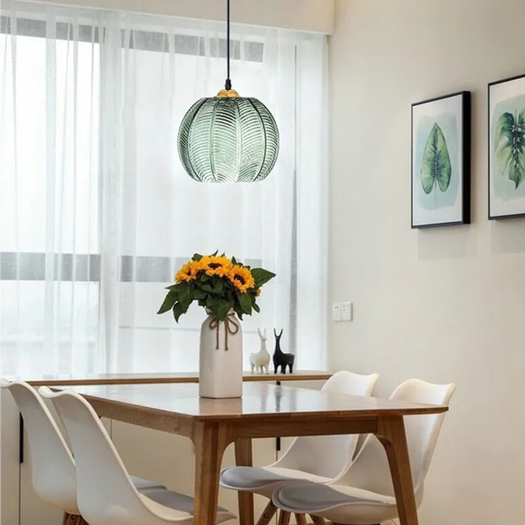 Moderne Noordse Hanglamp met Groen Bladmotief
