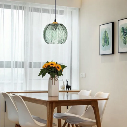Moderne Noordse Hanglamp met Groen Bladmotief
