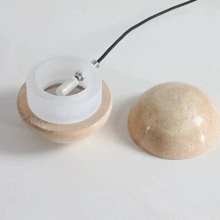 Hanglamp Lunaire Travertin – Elegantie in Natuursteen-light decor-De Bazelaar