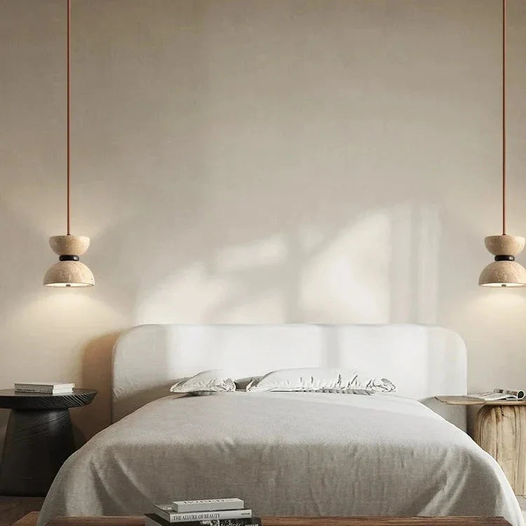 LED Hanglamp Travertijnsteen – Minimalistisch Design-light decor-De Bazelaar