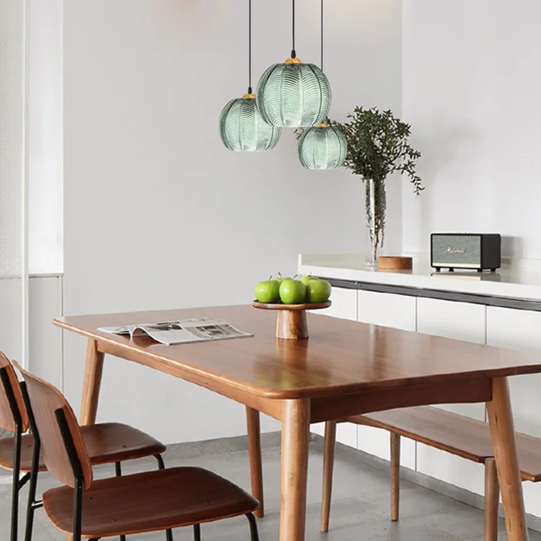 Moderne Noordse Hanglamp met Groen Bladmotief