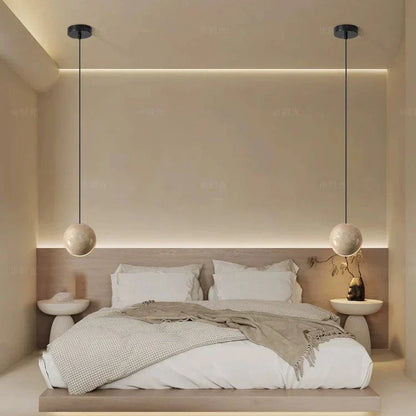 Hanglamp Lunaire Travertin – Elegantie in Natuursteen-light decor-De Bazelaar