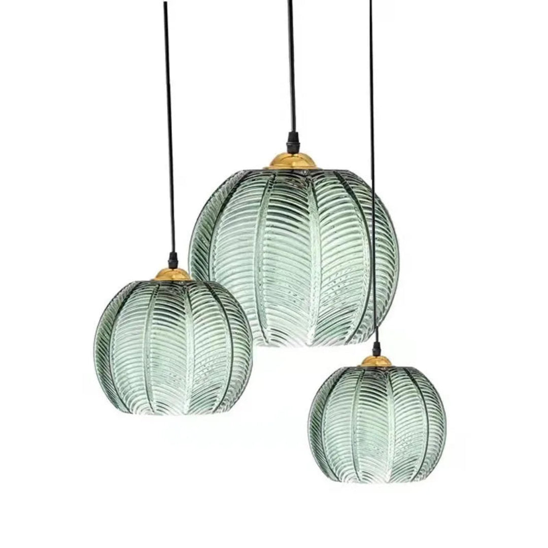 Moderne Noordse Hanglamp met Groen Bladmotief