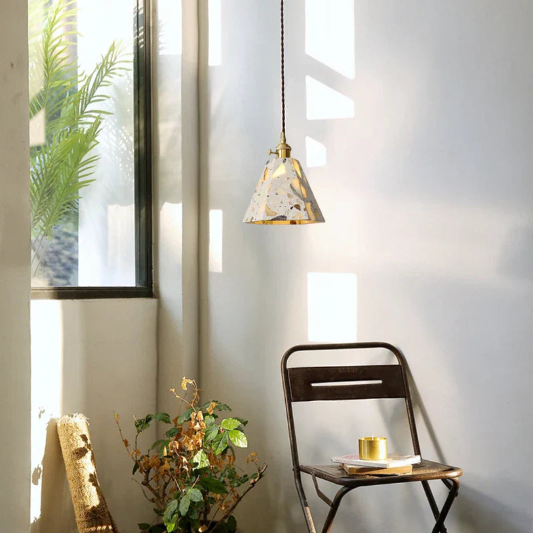 Hanglamp LED in Terrazzo Marmer – Modern Scandinavisch Design