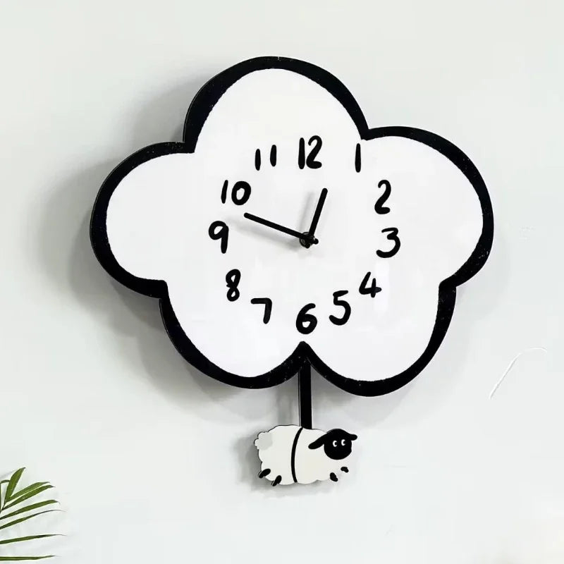 Wiebelende Wolk - Cartoon Wandklok - Uniek Decoratief Design-Wall Clocks-De Bazelaar