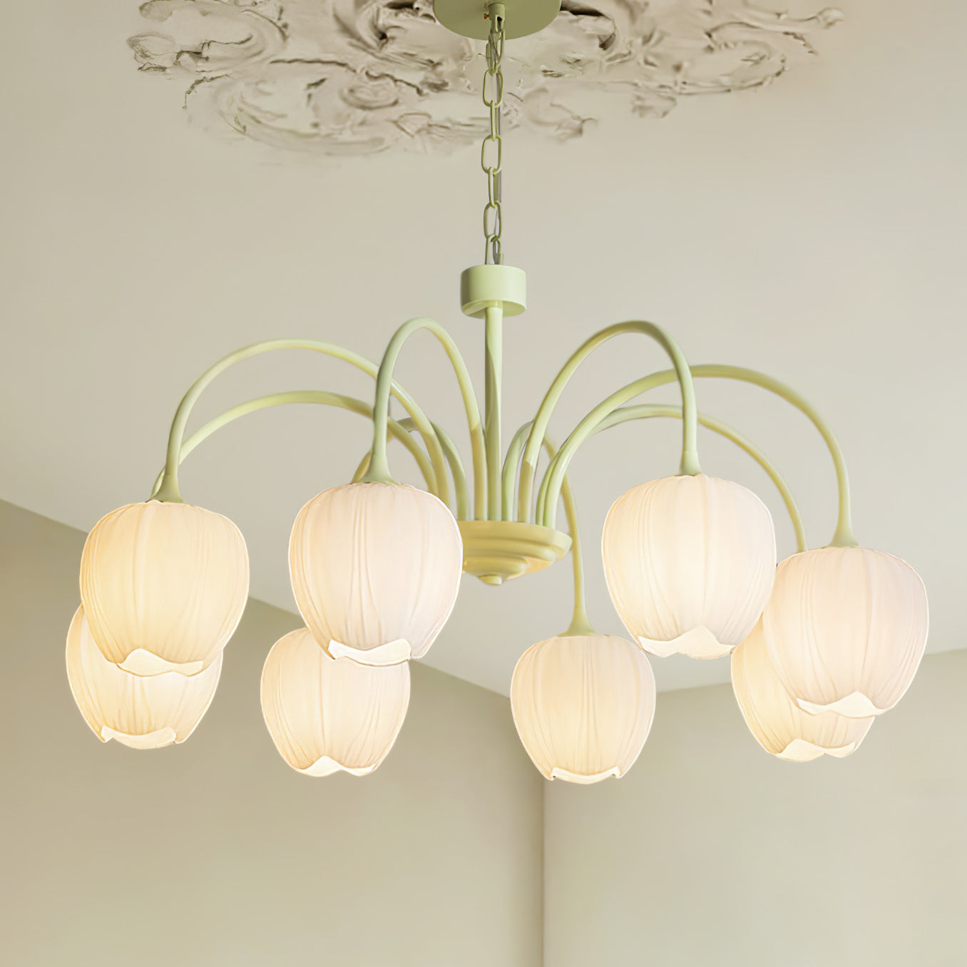 Tulip Elegante Matcha Kroonluchter – Luxe en Sfeervol Design-lamp-De Bazelaar