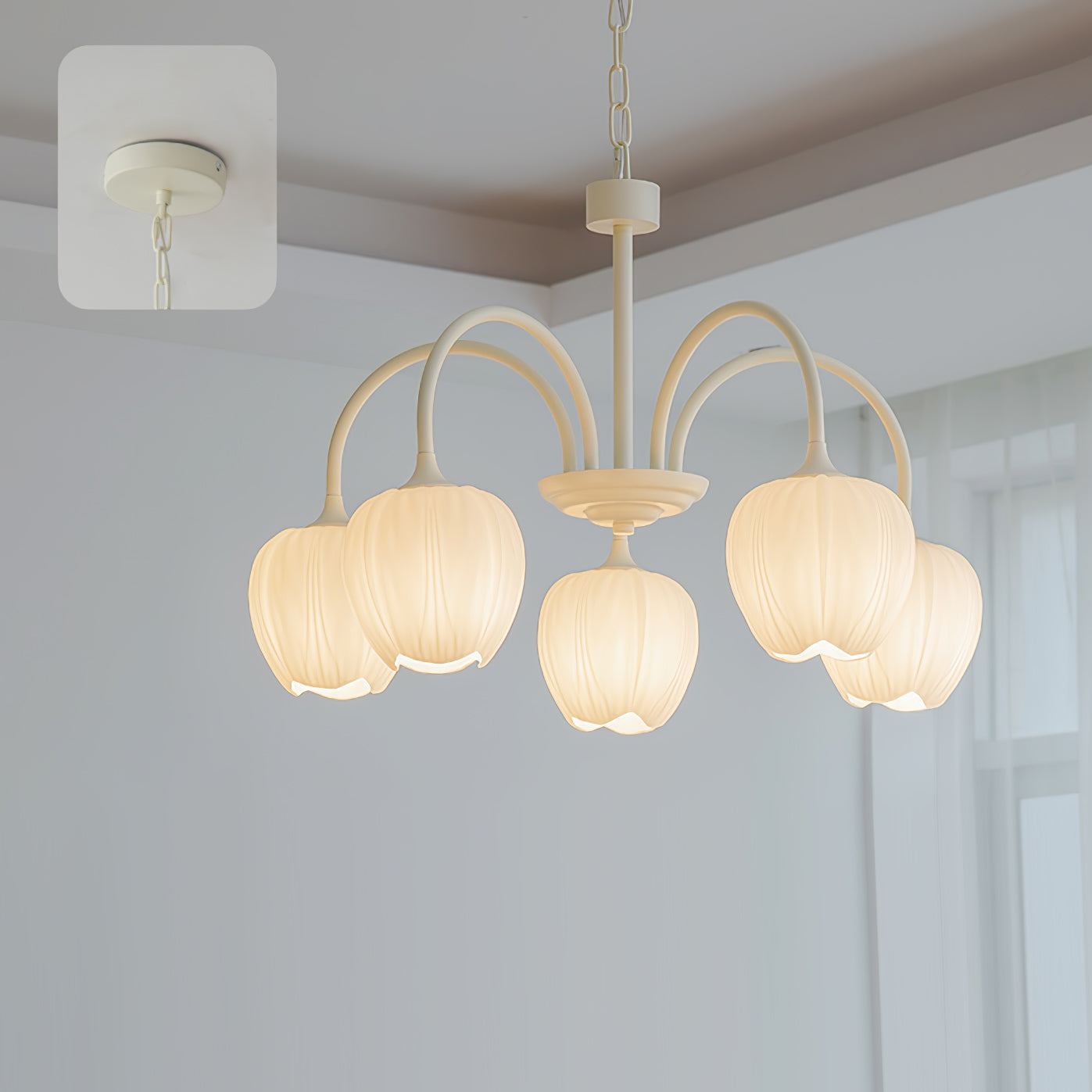 Tulip Elegante Matcha Kroonluchter – Luxe en Sfeervol Design-lamp-De Bazelaar