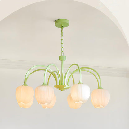 Tulip Elegante Matcha Kroonluchter – Luxe en Sfeervol Design-lamp-De Bazelaar