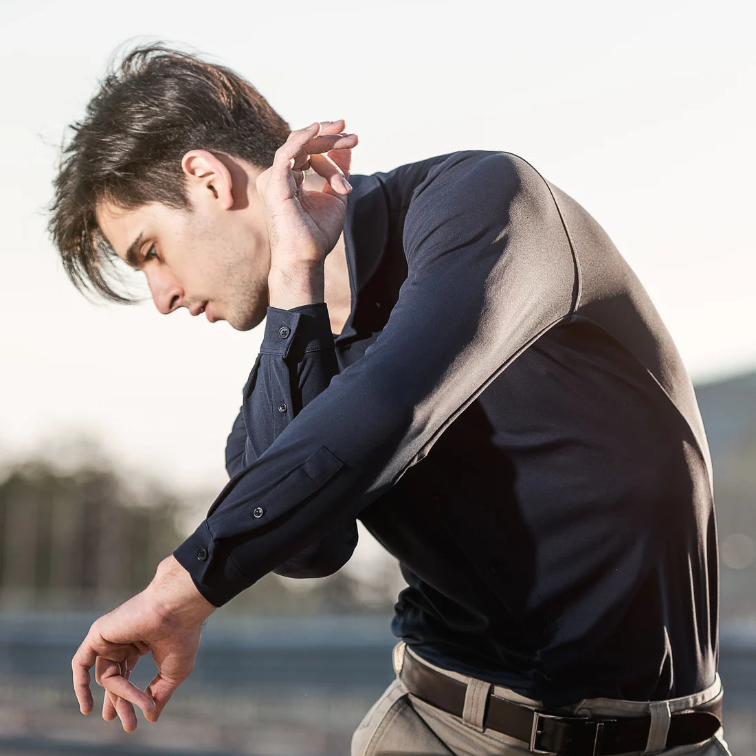 Herren-Stretchhemd – Immer ordentlich, nie bügeln 