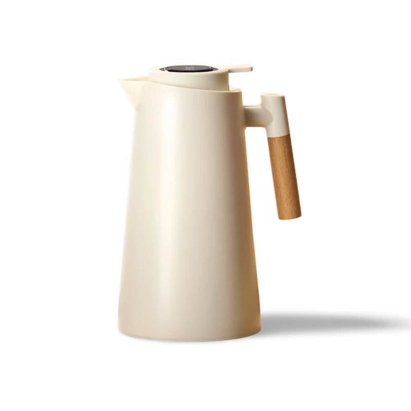 Thermoskan - Temperatuurweergave - Houten Handvat - Stijlvol en Functioneel-Coffee & Tea-De Bazelaar