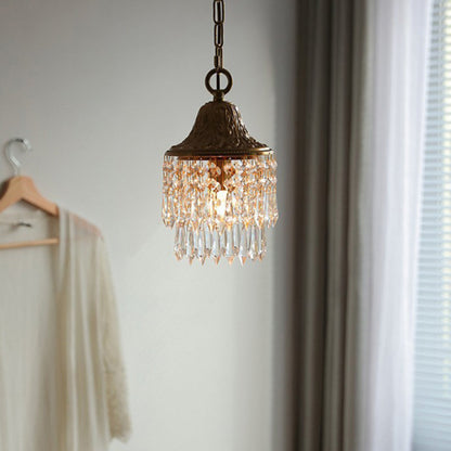 Luxe Gouden Hanglamp met Kristallen Druppelvorm – 1 Lichtpunt