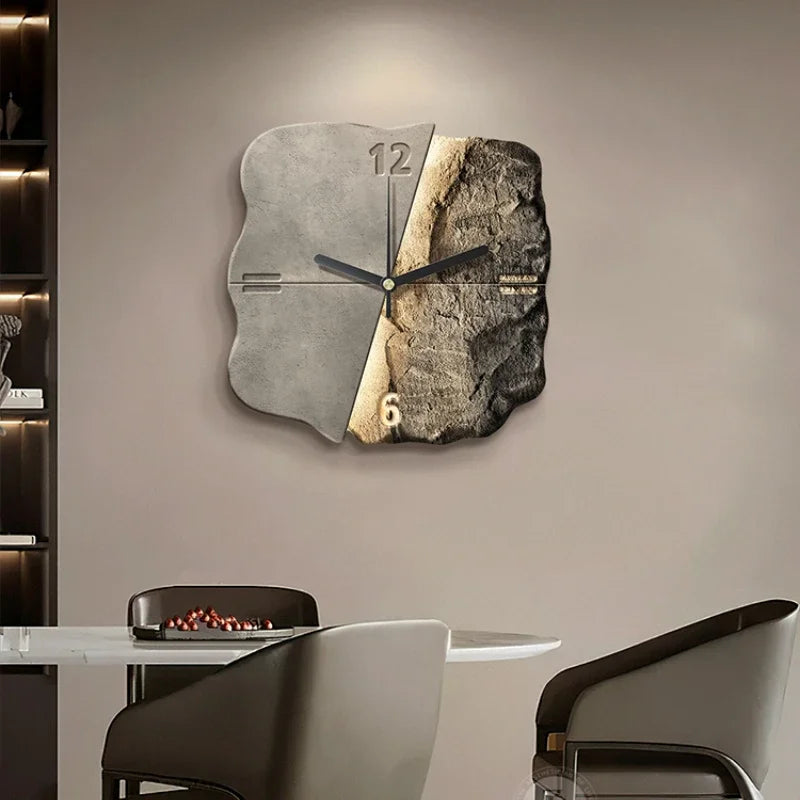 Abstract Elegance Wandklok - Luxe Zandsteen Ontwerp voor Interieurs-Wall Clocks-De Bazelaar
