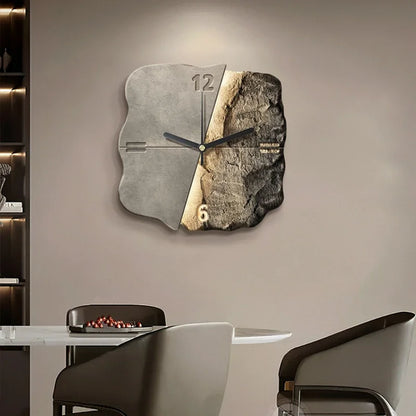 Abstract Elegance Wandklok - Luxe Zandsteen Ontwerp voor Interieurs-Wall Clocks-De Bazelaar