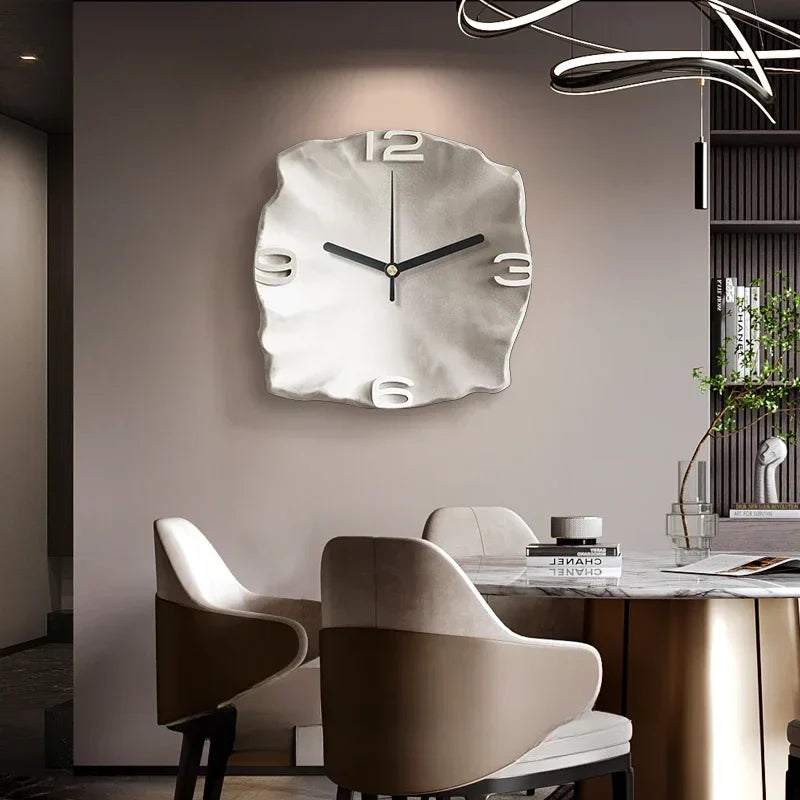 Abstract Elegance Wandklok - Luxe Zandsteen Ontwerp voor Interieurs-Wall Clocks-De Bazelaar