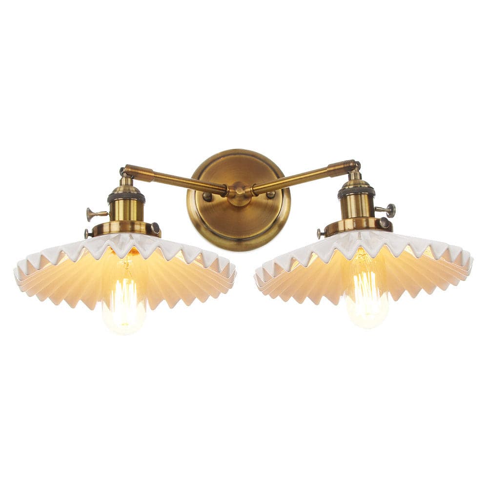 Keramische Wandlamp Dubbele Kop Antiek Goud-light decor-De Bazelaar