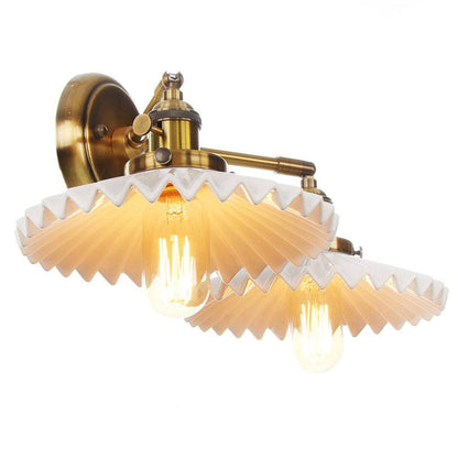 Keramische Wandlamp Dubbele Kop Antiek Goud-light decor-De Bazelaar