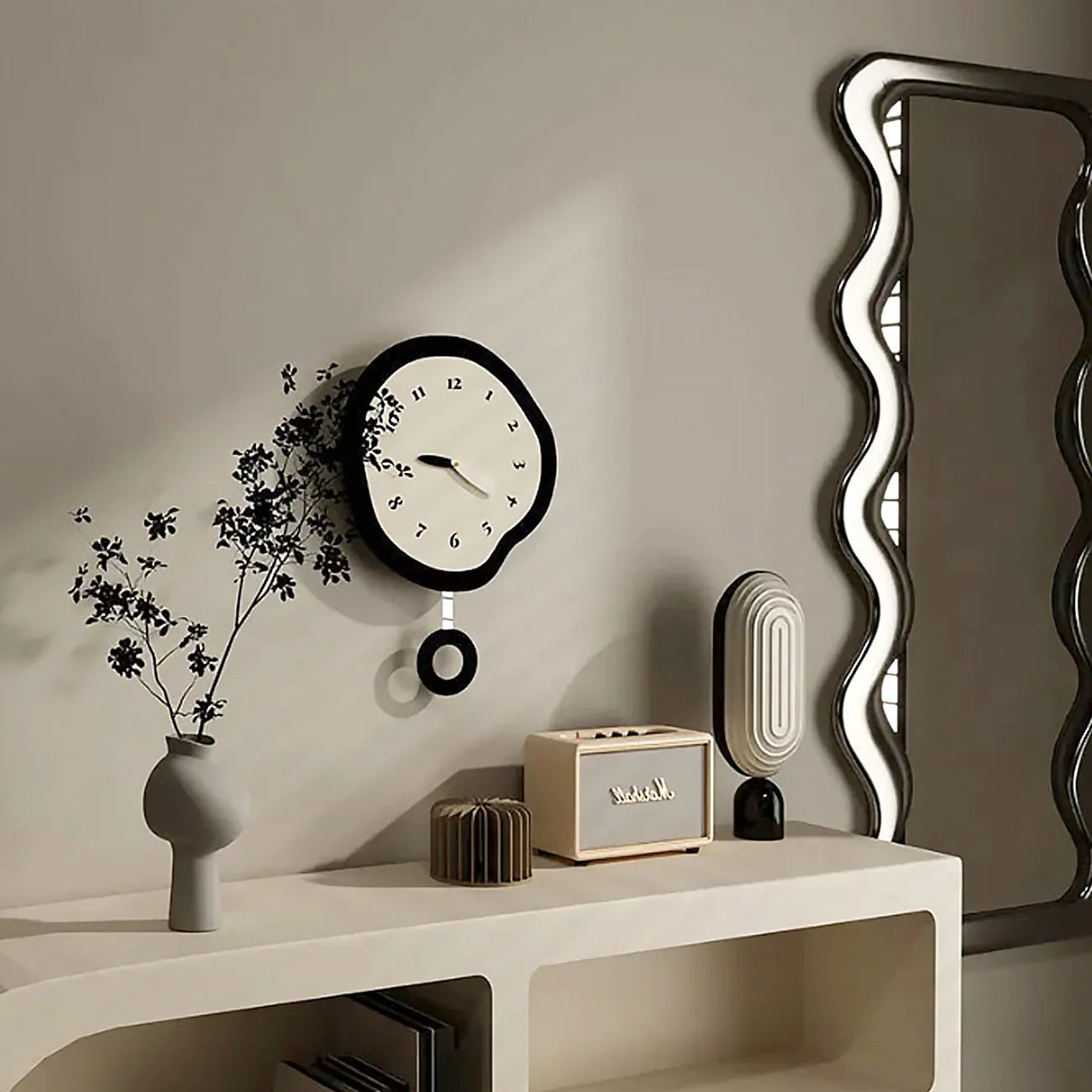 ArtTime - Abstracte Verwrongen Wandklok met Pendule - Uniek Design-Wall Clocks-De Bazelaar