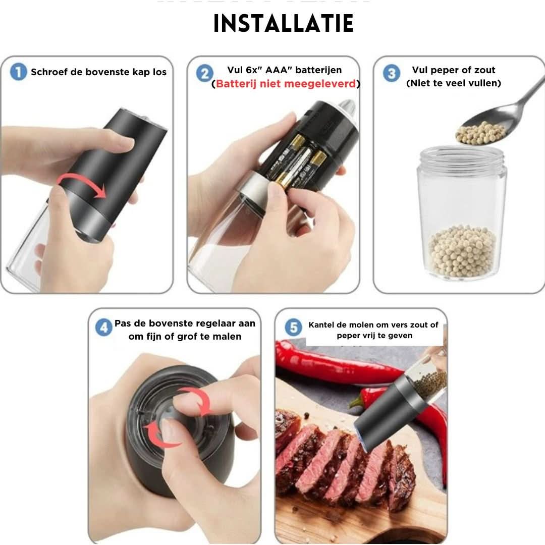 Automatische Zout- & Pepermolen | Zwaartekracht Inductie - #Automatische Zout- & Pepermolen | Zwaartekracht InductieDe Bazelaar