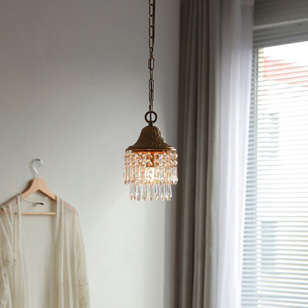 Luxe Gouden Hanglamp met Kristallen Druppelvorm – 1 Lichtpunt