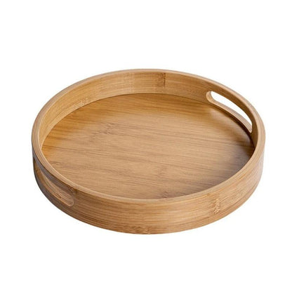 Bamboe Houten Ronde Dienblad - Handvatten voor Gemak-Cutting & Serving Boards-De Bazelaar