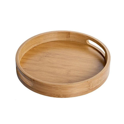 Bamboe Houten Ronde Dienblad - Handvatten voor Gemak-Cutting & Serving Boards-De Bazelaar