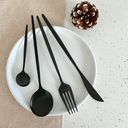 Zwart Modern Bestek Set - Gedurfd & Elegant - Uniek Dineren-Cutlery Sets-De Bazelaar