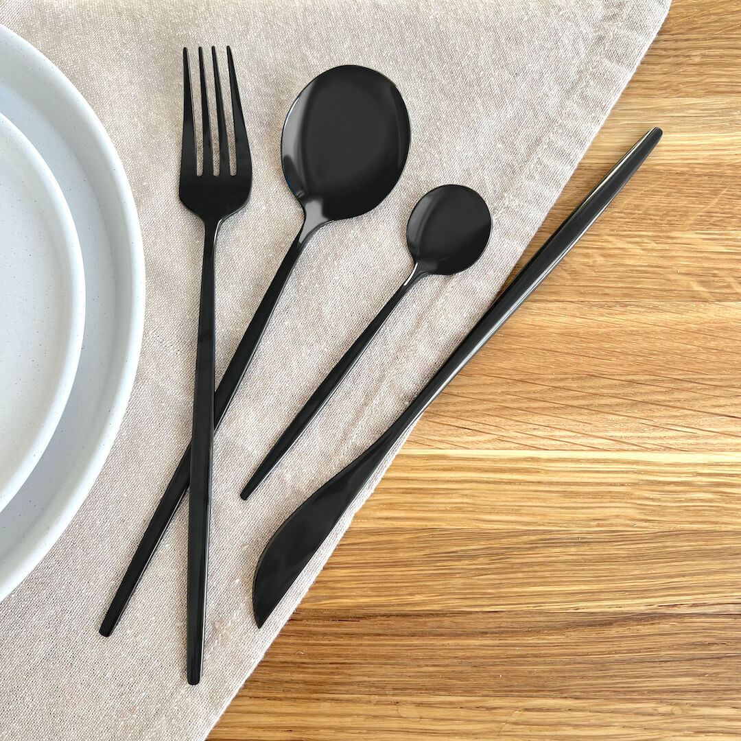 Zwart Modern Bestek Set - Gedurfd & Elegant - Uniek Dineren-Cutlery Sets-De Bazelaar