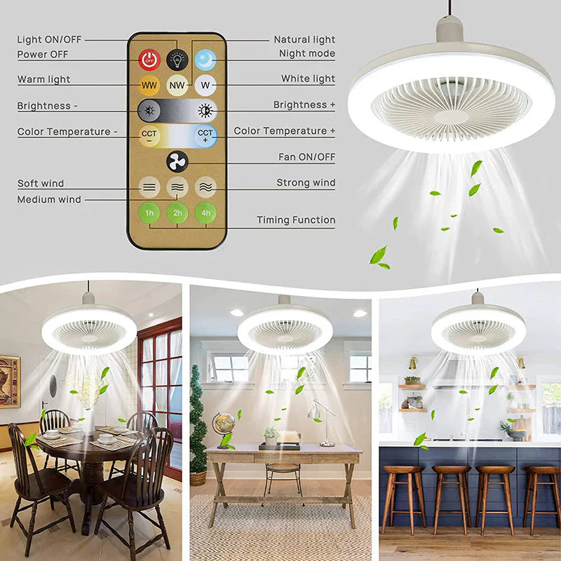 Plafondventilator met LED - Schroef-in ontwerp - Afstandsbediening-Fans-De Bazelaar