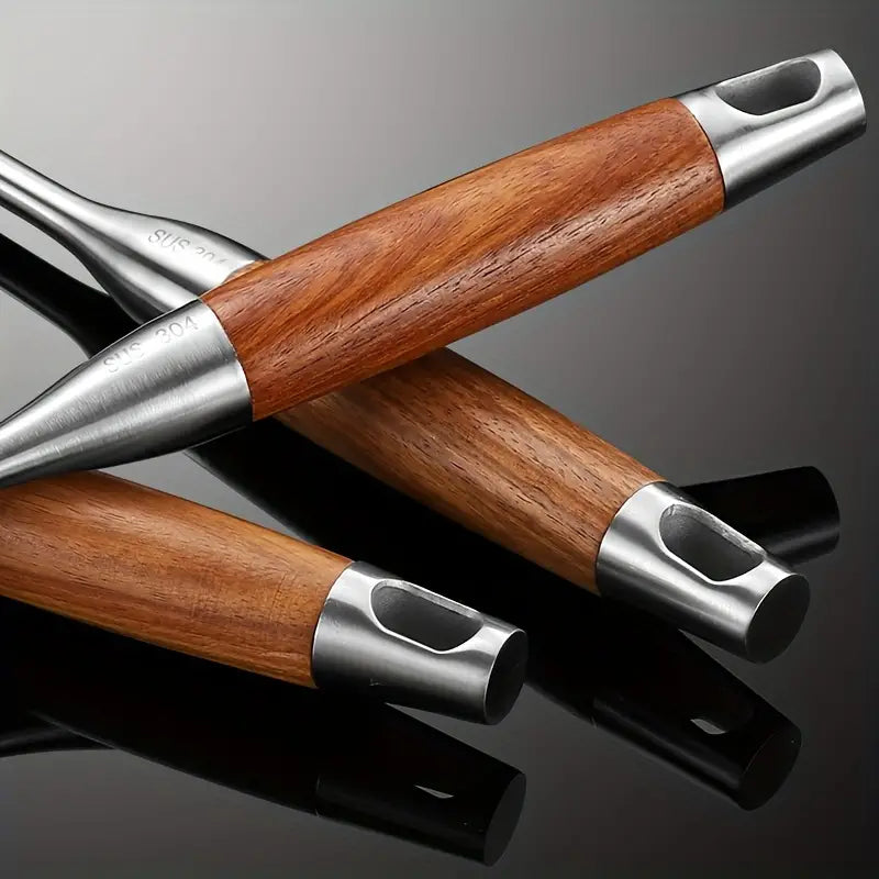 Culina Luxe - RVS Keuken Gereedschap Set - Houten Handvatten - Duurzaam en Stijlvol-Cooking Utensil Sets-De Bazelaar