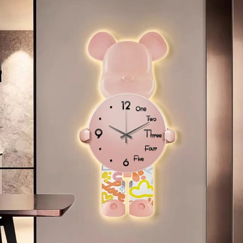Decoratieve Beer Wandklok - Uniek Ontwerp voor Kinderkamer - Speelse Tijdsaanduiding-Wall Clocks-De Bazelaar
