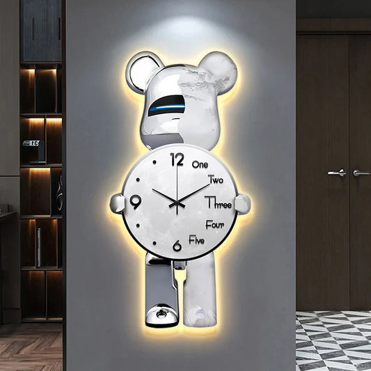Decoratieve Beer Wandklok - Uniek Ontwerp voor Kinderkamer - Speelse Tijdsaanduiding-Wall Clocks-De Bazelaar