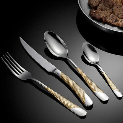 Drillan Bestekset - 304 RVS - Luxe Textuur - Duurzaam en Stijlvol-Cutlery Sets-De Bazelaar