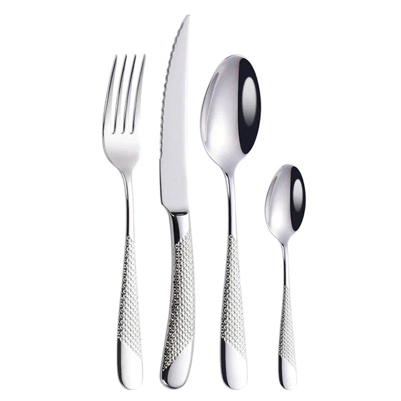 Drillan Bestekset - 304 RVS - Luxe Textuur - Duurzaam en Stijlvol-Cutlery Sets-De Bazelaar