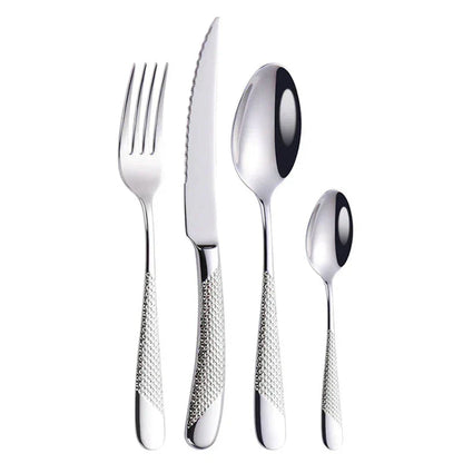 Drillan Bestekset - 304 RVS - Luxe Textuur - Duurzaam en Stijlvol-Cutlery Sets-De Bazelaar