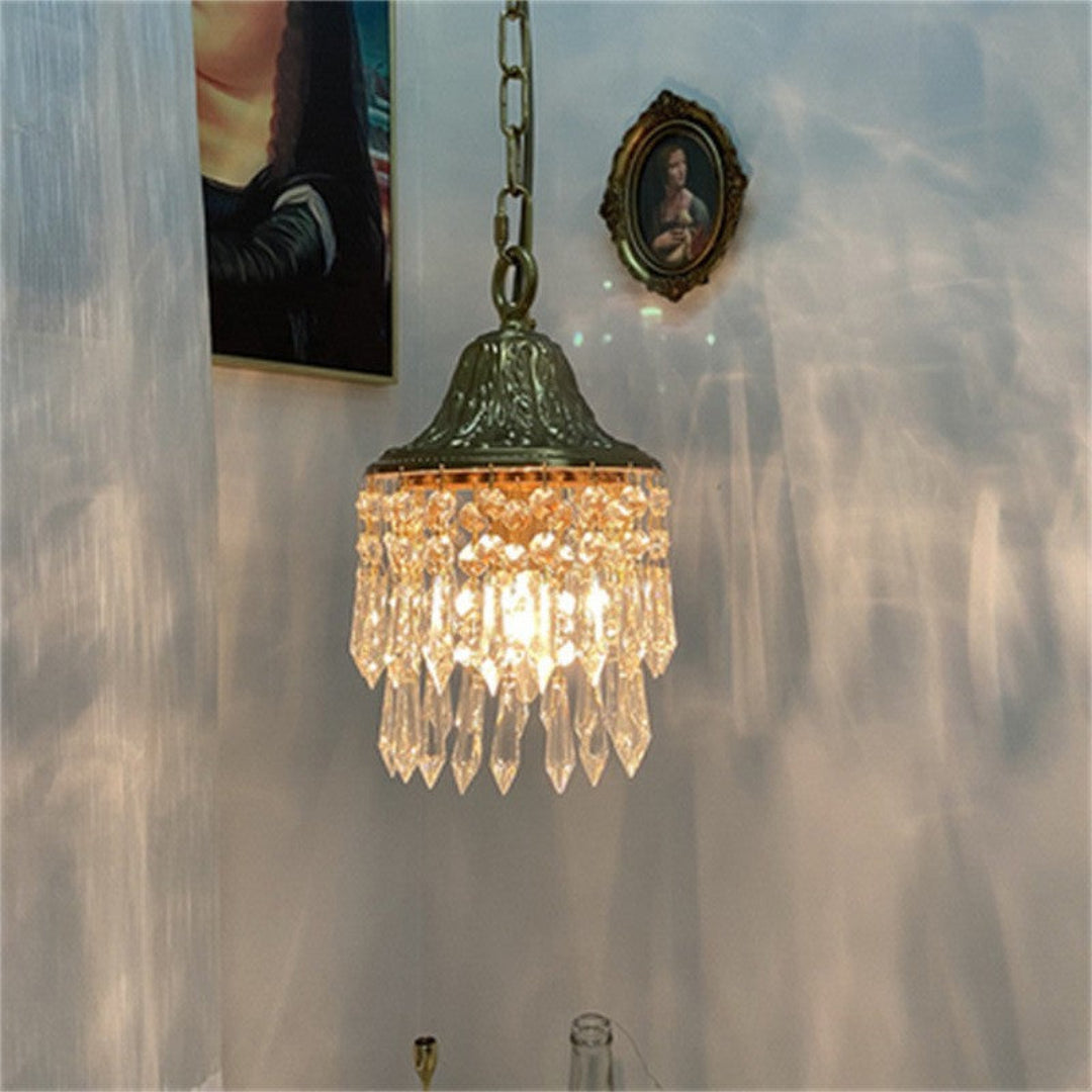 Luxe Gouden Hanglamp met Kristallen Druppelvorm – 1 Lichtpunt