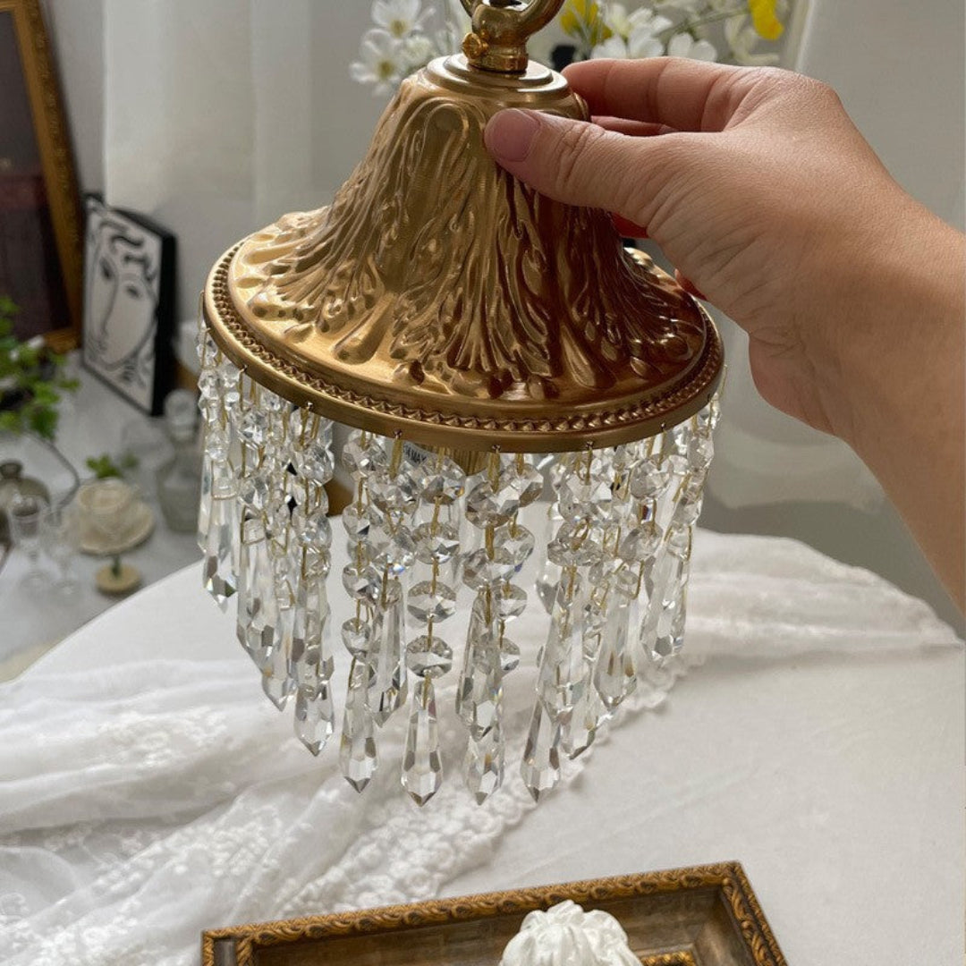 Luxe Gouden Hanglamp met Kristallen Druppelvorm – 1 Lichtpunt