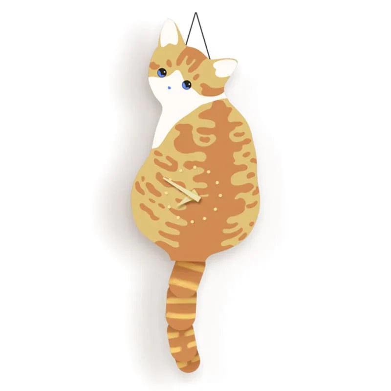 FelineTime - Kat met Kwispelende Staart - Unieke Wandklok-Wall Clocks-De Bazelaar